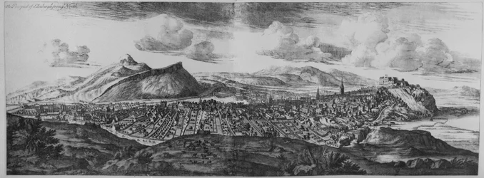 A perspectiva de Edimburgo a partir do norte, a partir de &39;Theatrum Scotiae&39;, edição publicada em 1719 (gravura)